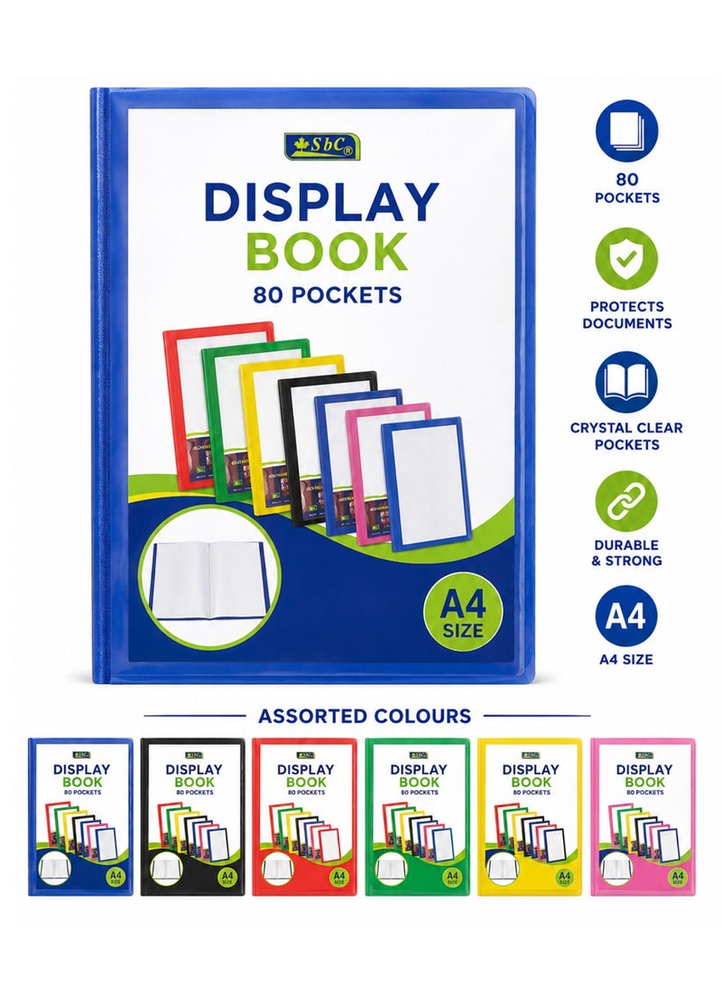 SBC 1-Piece Display Book 80 Pockets Assorted Colours - Image 1