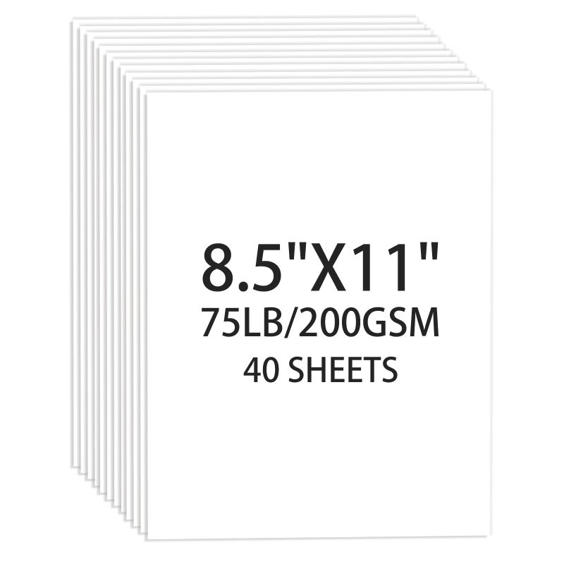 Ciphyfee White Cardstock 8.5 X 11, 40 Sheets Card Stock, 75lb/ 200gsm Copy Paper, Cardstock Printer Paper For Art, Drawing, Invitations, DIY Cards, Watercolor, Craft, Construction, School & Office Supplies - Image 1