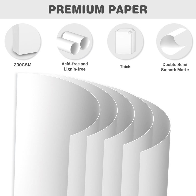 Ciphyfee White Cardstock 8.5 X 11, 40 Sheets Card Stock, 75lb/ 200gsm Copy Paper, Cardstock Printer Paper For Art, Drawing, Invitations, DIY Cards, Watercolor, Craft, Construction, School & Office Supplies - Image 3