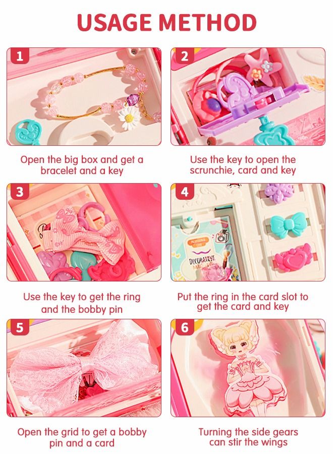 GROIC Unlock Toy Accessories Treasure Box Sound Light Magic Book Princess Jewelry Girl Play House Toys, Pretend Toys Dress Up - Image 3