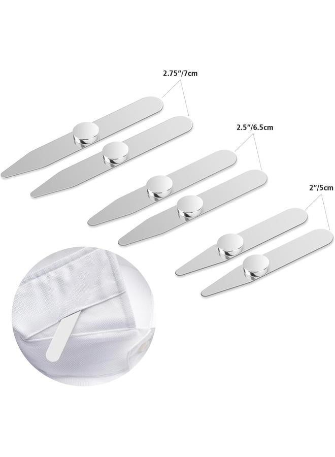 Collar Stays for Men's Dress Shirts, 3 Pair of Metal Collar Sticks, Silver Shirt Holder Set for Men's and Women's Shirts, 3 Sizes - Image 5