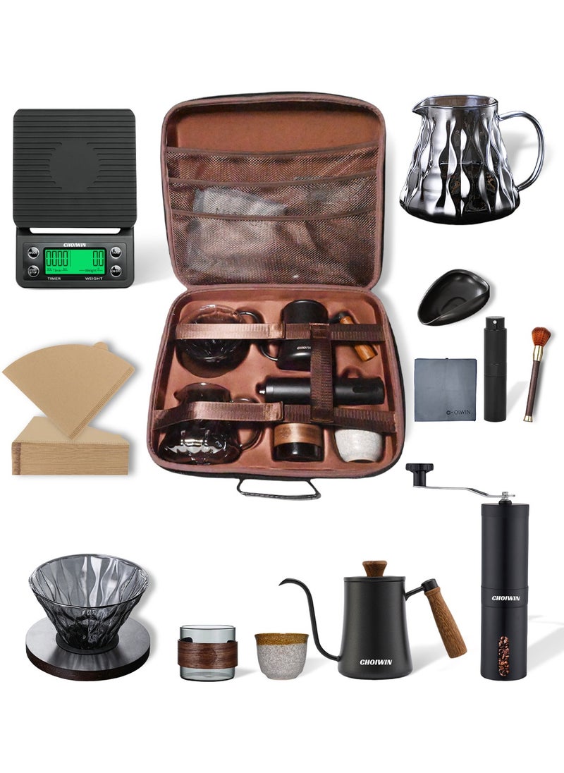 V60 Coffee Maker Set, 12 Piece Coffee Drip Set With  Carbon Fiber Handbag Coffee Maker Set ,Manual Pour Over Coffee Maker Set with Coffee Scale,Coffee Pot,Coffee Filter,for Coffee Lover - pzsku/Z93BFDA5809BAF113320BZ/45/_/1739324526/e8f5f986-eb94-4b13-885e-468f6cd219a7