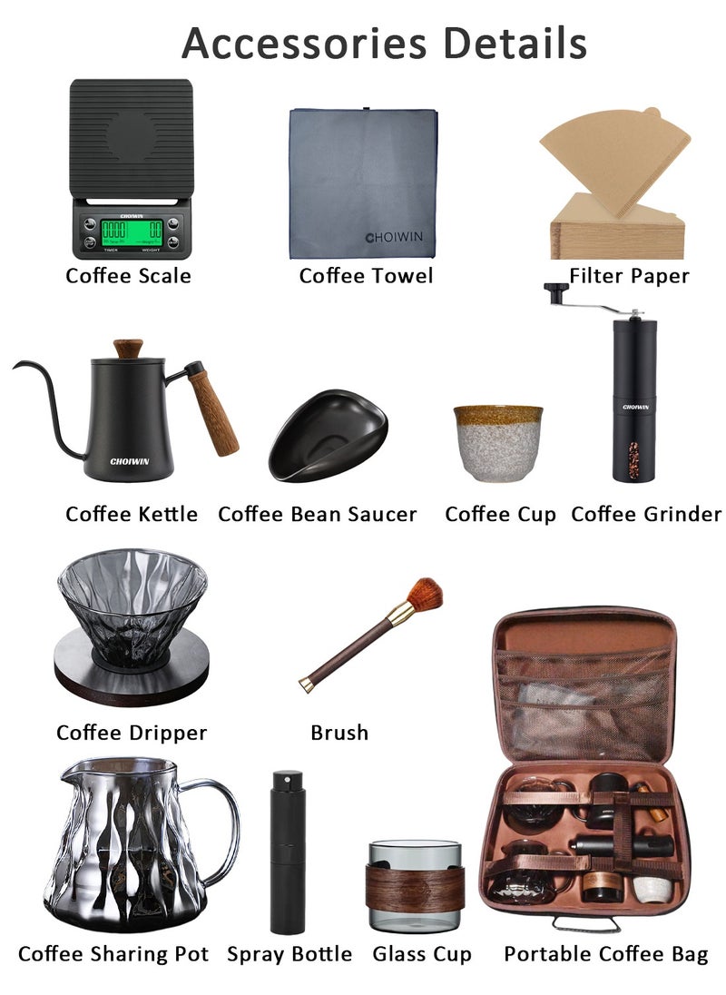 V60 Coffee Maker Set, 12 Piece Coffee Drip Set With  Carbon Fiber Handbag Coffee Maker Set ,Manual Pour Over Coffee Maker Set with Coffee Scale,Coffee Pot,Coffee Filter,for Coffee Lover - pzsku/Z93BFDA5809BAF113320BZ/45/_/1739324527/6ee129dd-5247-4aee-9bc6-e58d00c5b801