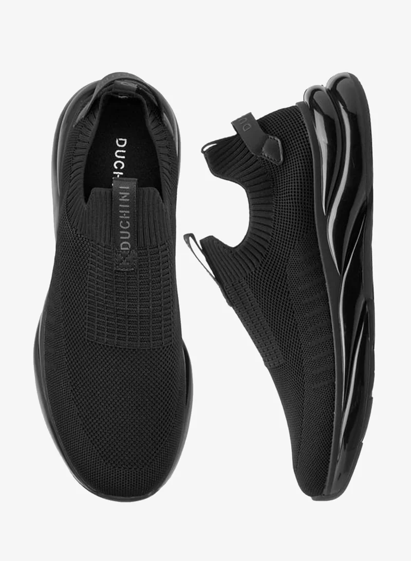 DUCHINI Men's Textured Slip-On Sneakers with Pull Tab