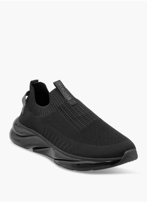 Men's Textured Slip-On Sneakers with Pull Tab