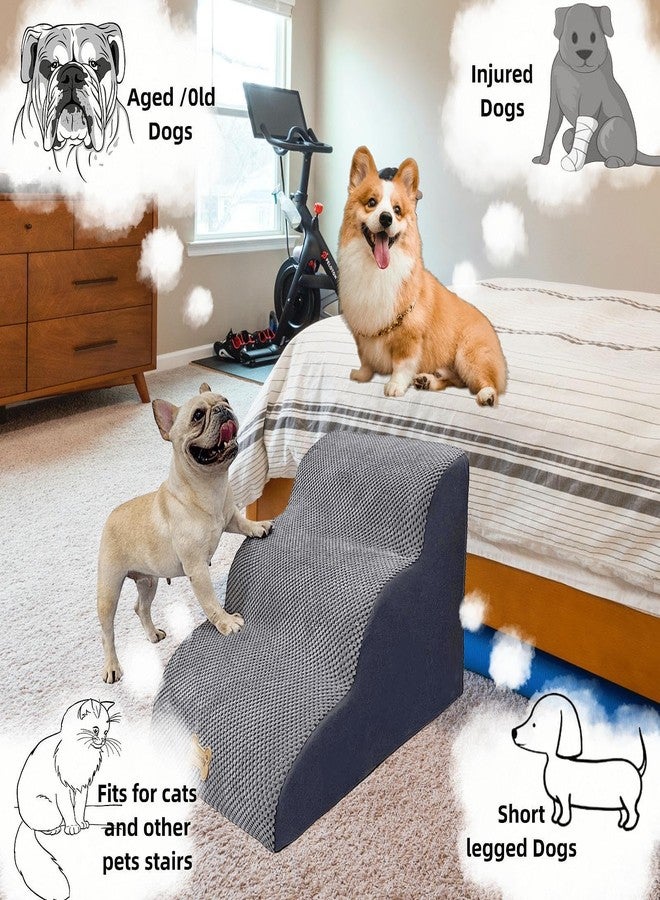 Necrely 3-Step Dog Stairs for High Beds & Couches Multi-Step Non-Slip Pet Steps with Balanced Ramp Indoor 2 3 4 5 Step Stairs for Small to Large Dogs and Cats Non-Slip Stickers 30D Grey - Image 2