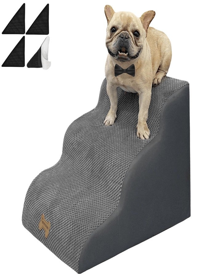 Necrely 3-Step Dog Stairs for High Beds & Couches Multi-Step Non-Slip Pet Steps with Balanced Ramp Indoor 2 3 4 5 Step Stairs for Small to Large Dogs and Cats Non-Slip Stickers 30D Grey - Image 1