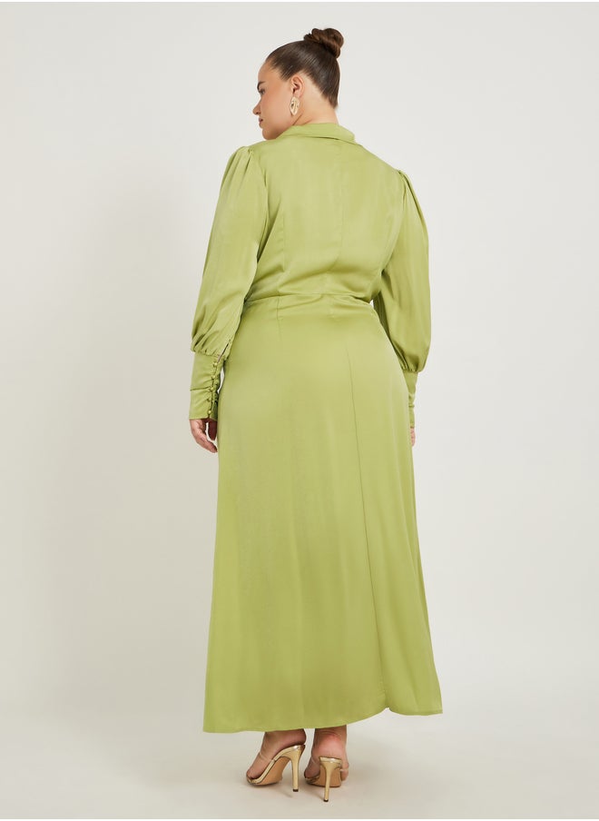 Styli Satin Wrap Maxi Dress  - Image 5