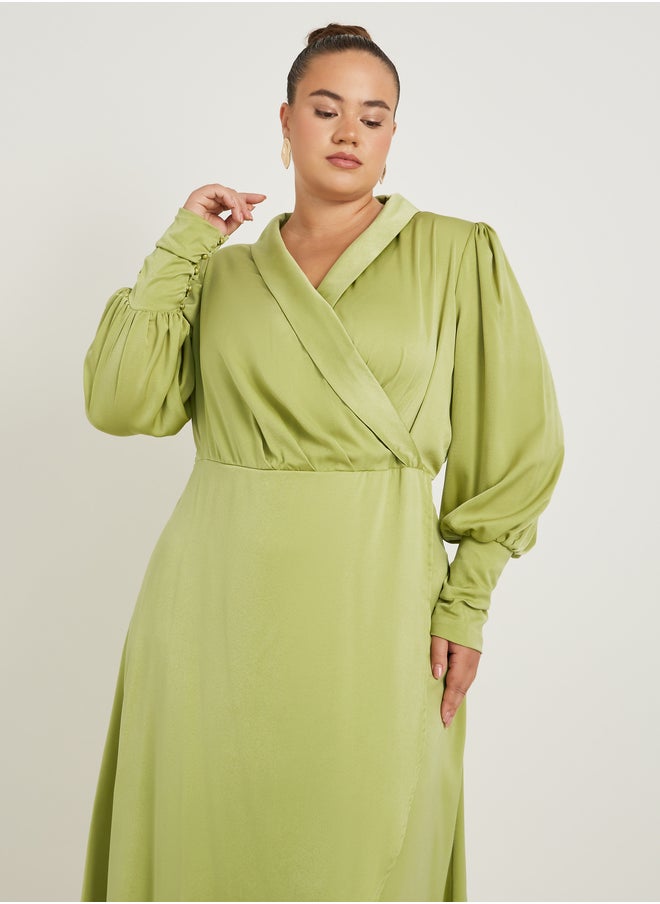 Styli Satin Wrap Maxi Dress  - Image 3