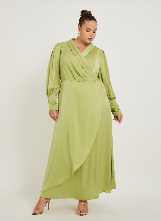 Styli Satin Wrap Maxi Dress  - Image 2