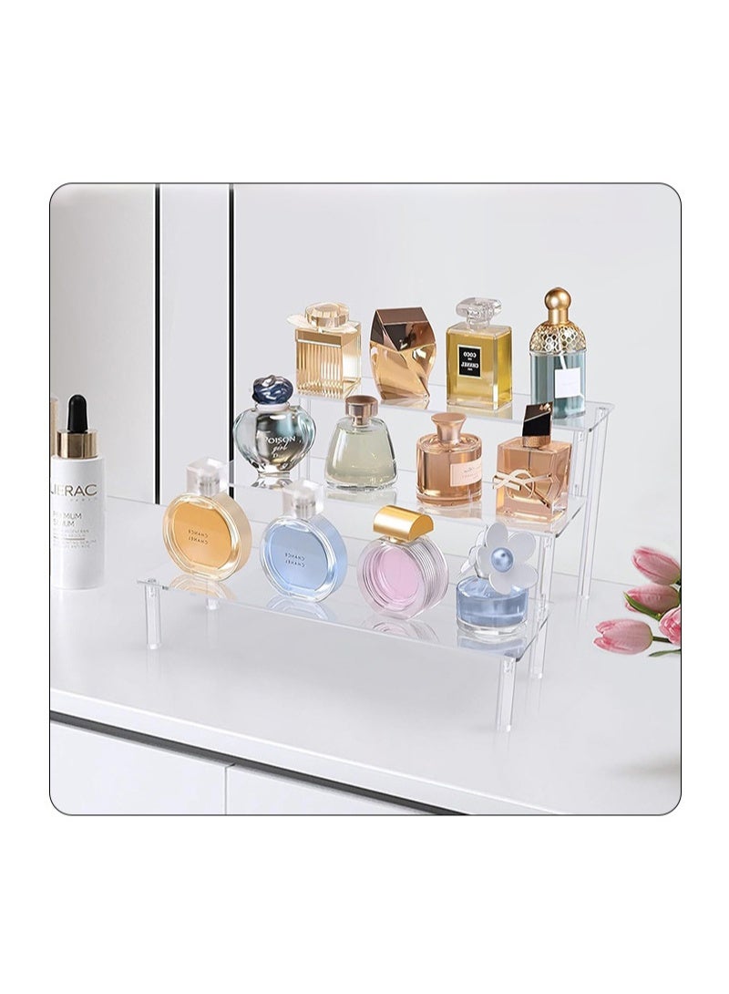 GuRiver Acrylic Riser Display Shelf, Clear Acrylic Display Riser Shelf for POP Figures ,Tiered Display Stand Small Risers Cabinet Countertops Table Decoration and Organizer, 3 tier - Image 2