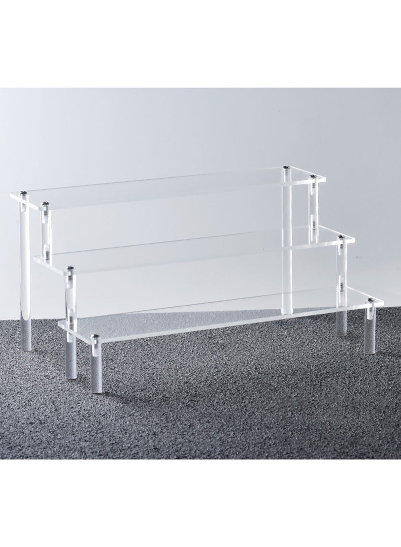 GuRiver Acrylic Riser Display Shelf, Clear Acrylic Display Riser Shelf for POP Figures ,Tiered Display Stand Small Risers Cabinet Countertops Table Decoration and Organizer, 3 tier - Image 1