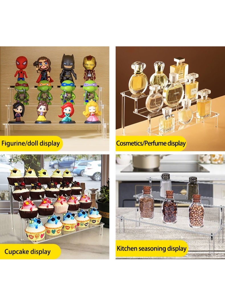 GuRiver Acrylic Riser Display Shelf, Clear Acrylic Display Riser Shelf for POP Figures ,Tiered Display Stand Small Risers Cabinet Countertops Table Decoration and Organizer, 3 tier - Image 5