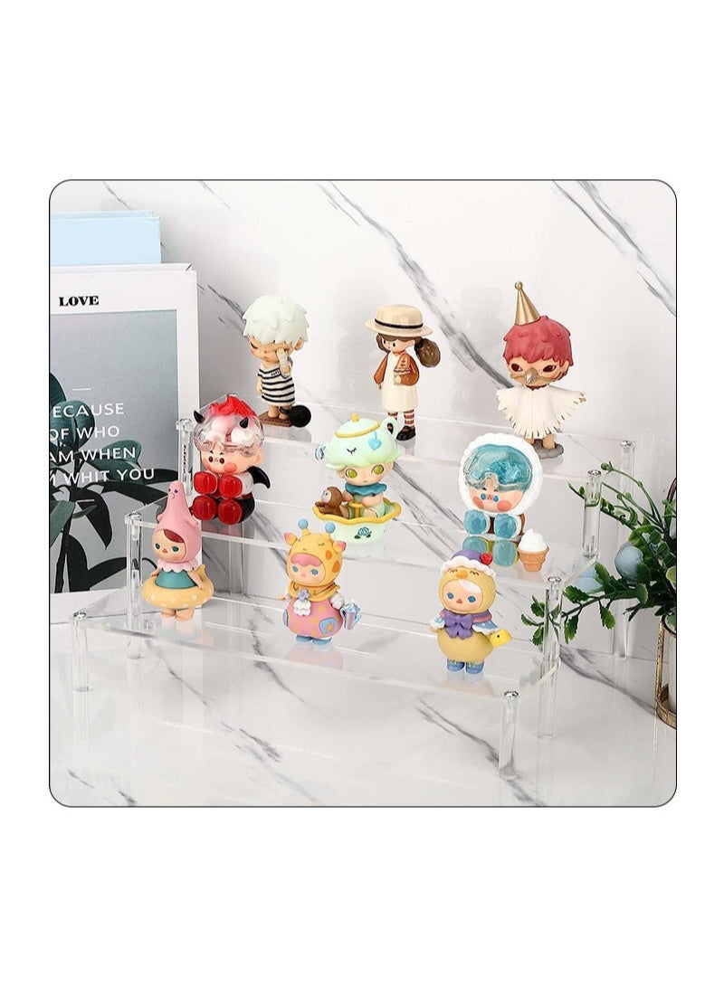 GuRiver Acrylic Riser Display Shelf, Clear Acrylic Display Riser Shelf for POP Figures ,Tiered Display Stand Small Risers Cabinet Countertops Table Decoration and Organizer, 3 tier - Image 3