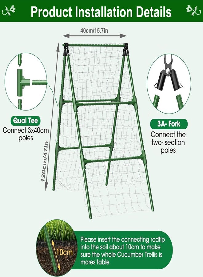 Groumh Reinforced Metal Cucumber Trellis, A Frame Trellis Metal Garden Trellis Tomato Plant Cage for Climbing Plants Outdoor on or Off Raised Bed | Vegetables and Cucumber Trellis for Garden - Image 3