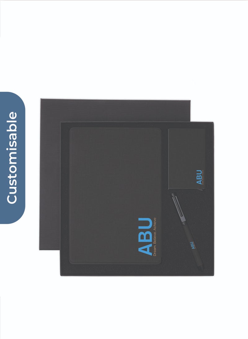 SANTHOME Personalised TESSIN - CHANGE ZERO Sustainable Gift Set with Refillable Notebook, Pen & Cardholder - Black - Image 2