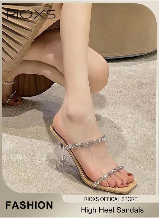 Women's High Heel Sandals, Strappy Heels For Women, Rhinestone Chain Square Toe Heels, Ladies Heeled Sandals, Dress Slid Sandals Shoes, Trendy Heels For Work Party - pzsku/Z93C008DCC6E5DACEDD87Z/45/_/1735206713/3c533c51-da80-4e2c-8560-29fc8a4a169e