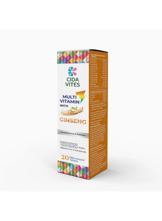 CIDA VITES أقراص فوار متعددة الفيتامينات CIDA VITES مع الجينسنغ 20 - Image 1
