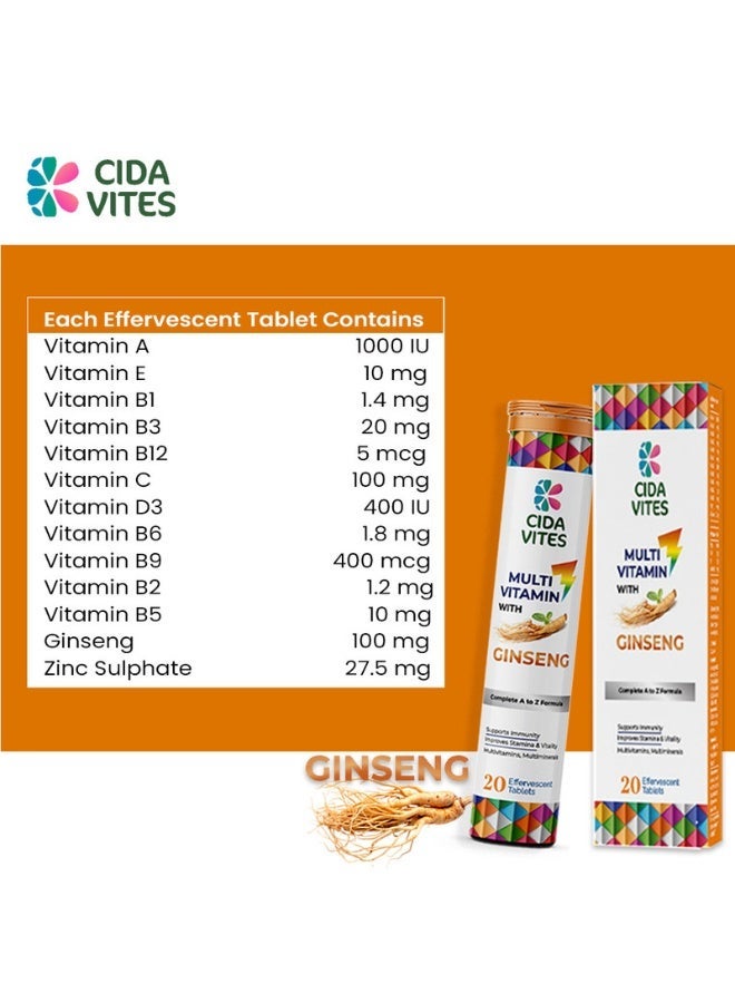 CIDA VITES أقراص فوار متعددة الفيتامينات CIDA VITES مع الجينسنغ 20 - Image 2