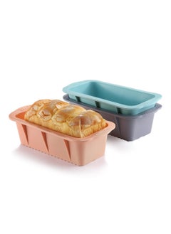 Silicone Bread Loaf Pan, 3PCS Easy Release Loaf Pan, Non-Stick Baking Mould Perfect for Homemade Bread, Cakes, Microwave Dishwasher Safe (3 Colors)