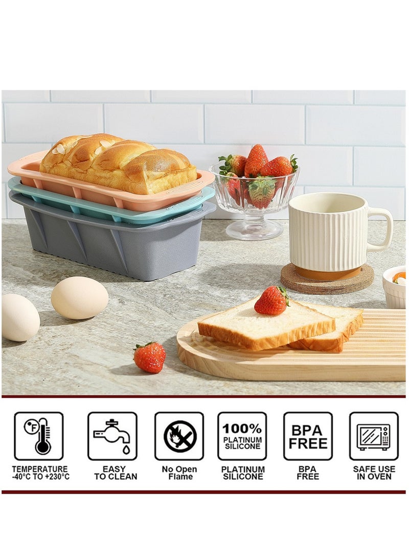 SYOSI - Silicone Bread Loaf Pan, 3PCS Easy Release Loaf Pan, Non-Stick Baking Mould Perfect for Homemade Bread, Cakes, Microwave Dishwasher Safe (3 Colors) - Image 1