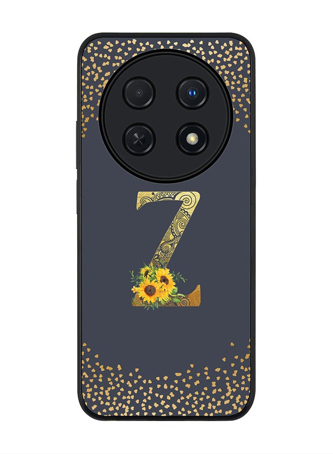 Stylizedd Rugged Black edge case for Huawei nova 12i 4G, Slim fit Flexible Thin Cover - Custom Monogram Initial Letter Floral Pattern Alphabet - Z  (Grey ) - Image 1