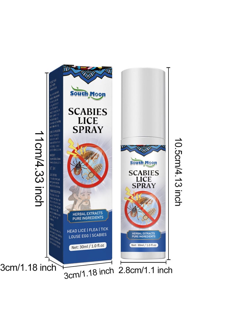 Scabies Lice Spray Hair Lice Repellent Spray Anti-Lice and Nits Topical Spray 30ml