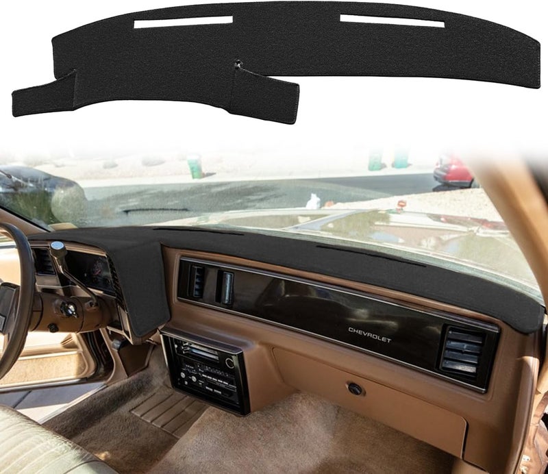 Fcovergurus Dash Cover Mat for 1981-1988 Chevy Monte Carlo, El Camino, Malibu, GMC Caballero - Black - Image 1
