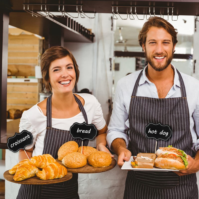 Chinco 100 Pcs Black Cheese Markers Charcuterie Board Labels Food Tags for Party Buffet Cake Cupcake Topper Sticks Cocktail Picks Toothpick Signs for Wedding Birthday Party Decor with Marker Pens - Image 5