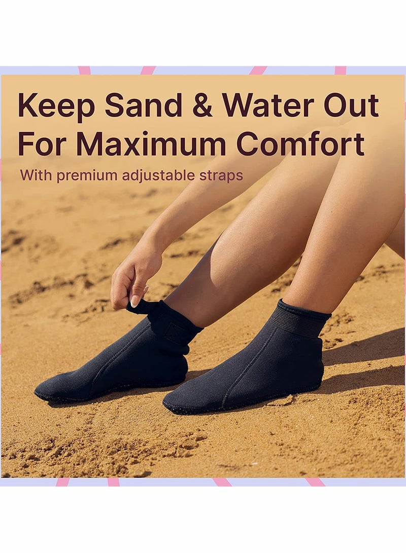 SYOSI Water Socks, Neoprene Socks, Beach Booties Shoes, 3mm Glued Blind Stitched Anti-Slip Wetsuit Boots Fin Swim Socks, Beach Volleyball Sand Soccer Socks for Water Sports Outdoor Activities (L, Black)  - Image 5