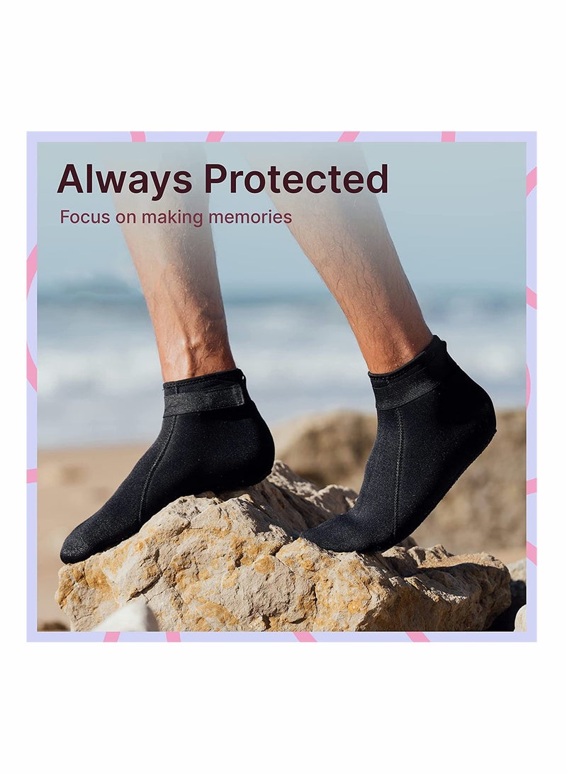 SYOSI Water Socks, Neoprene Socks, Beach Booties Shoes, 3mm Glued Blind Stitched Anti-Slip Wetsuit Boots Fin Swim Socks, Beach Volleyball Sand Soccer Socks for Water Sports Outdoor Activities (L, Black)  - Image 3