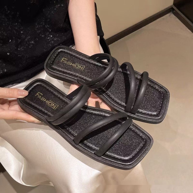 Women's French-Style Thin Strap Toe-Ring Sandals - Summer Flat Dual-Wear Sandals