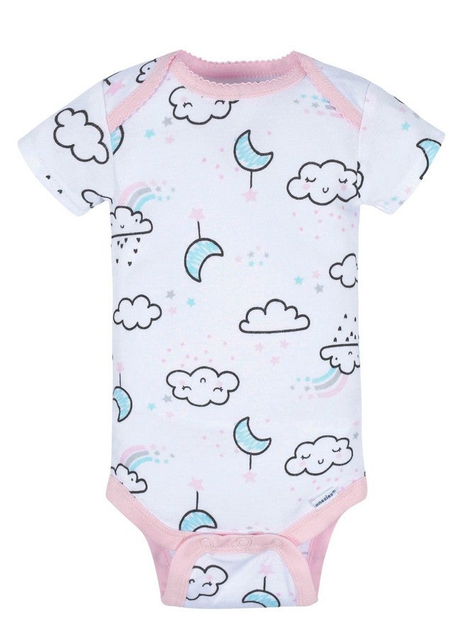 Gerber Gerber Baby Girl's 8-Pack Short Sleeve Onesies Bodysuits, Clouds, 12 Months  - Image 3