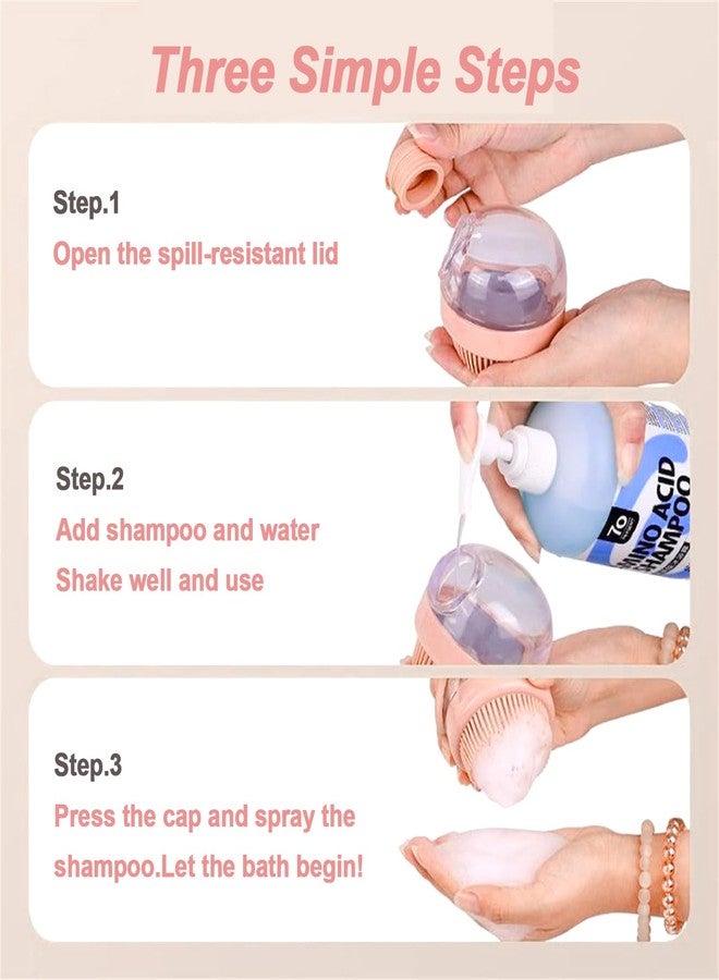 فرشاة غسيل الكلاب من إلفزون - فرشاة تنظيف وتدليك الكلاب، قطعتان، فرشاة استحمام وشامبو مع موزع صابون وشامبو، شعيرات سيليكون ناعمة - Image 3