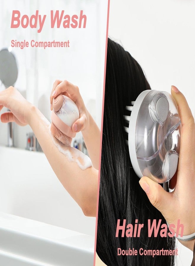 فرشاة غسيل الكلاب من إلفزون - فرشاة تنظيف وتدليك الكلاب، قطعتان، فرشاة استحمام وشامبو مع موزع صابون وشامبو، شعيرات سيليكون ناعمة - Image 5