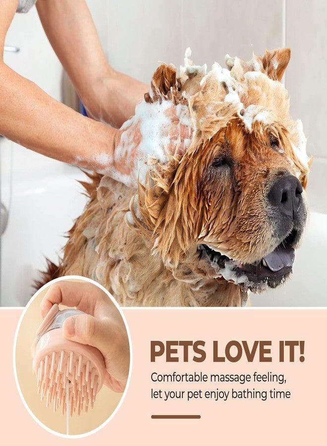 فرشاة غسيل الكلاب من إلفزون - فرشاة تنظيف وتدليك الكلاب، قطعتان، فرشاة استحمام وشامبو مع موزع صابون وشامبو، شعيرات سيليكون ناعمة - Image 2