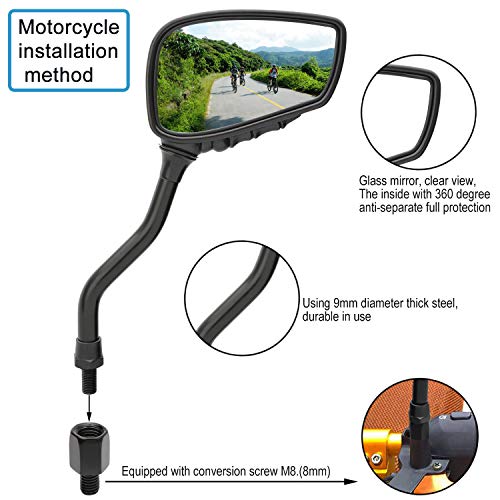 TOPCABIN 1 Pair Bicycle Mirror,Big View Bike Rear View Mirror Blindsight Multi Angle Adjustable Bike Mirror Billet Aluminum Chrome Plated Outside Skull Claw Style Also suitable for motorcycle mirror - Image 4