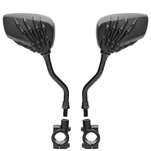 TOPCABIN 1 Pair Bicycle Mirror,Big View Bike Rear View Mirror Blindsight Multi Angle Adjustable Bike Mirror Billet Aluminum Chrome Plated Outside Skull Claw Style Also suitable for motorcycle mirror - Image 1