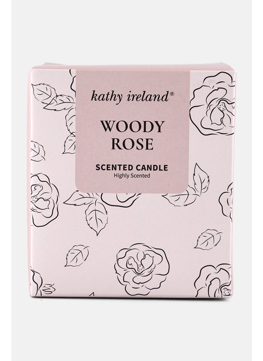 Kathy Ireland - Woody Rose Highly Scented Candle 300g, Rose Pink - Image 1