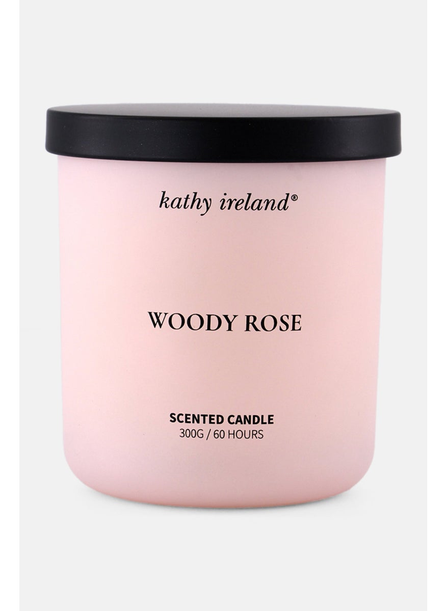 Kathy Ireland - Woody Rose Highly Scented Candle 300g, Rose Pink - Image 1