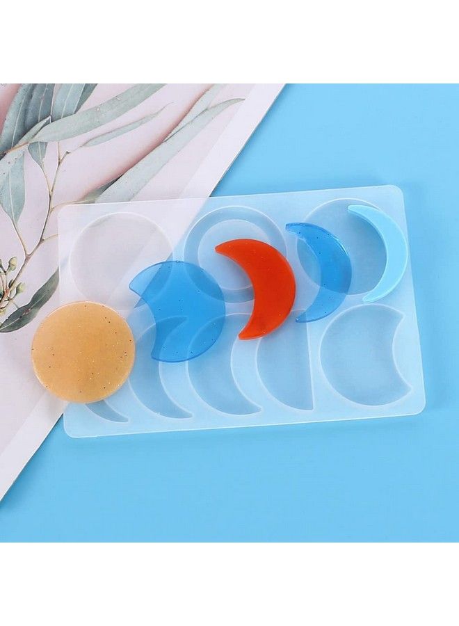 EXCEART Moon Phase Resin Molds Silicone 2 Set Resin Epoxy Moon Phase Molds Crescent Molds Full Moon Mold Moon Mold For Diy Craft Keychain Jewellery Making Pendants Art Casting - Image 3
