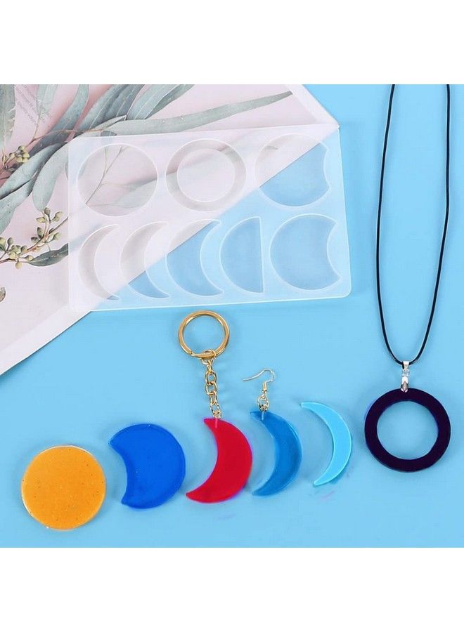 EXCEART Moon Phase Resin Molds Silicone 2 Set Resin Epoxy Moon Phase Molds Crescent Molds Full Moon Mold Moon Mold For Diy Craft Keychain Jewellery Making Pendants Art Casting - Image 4