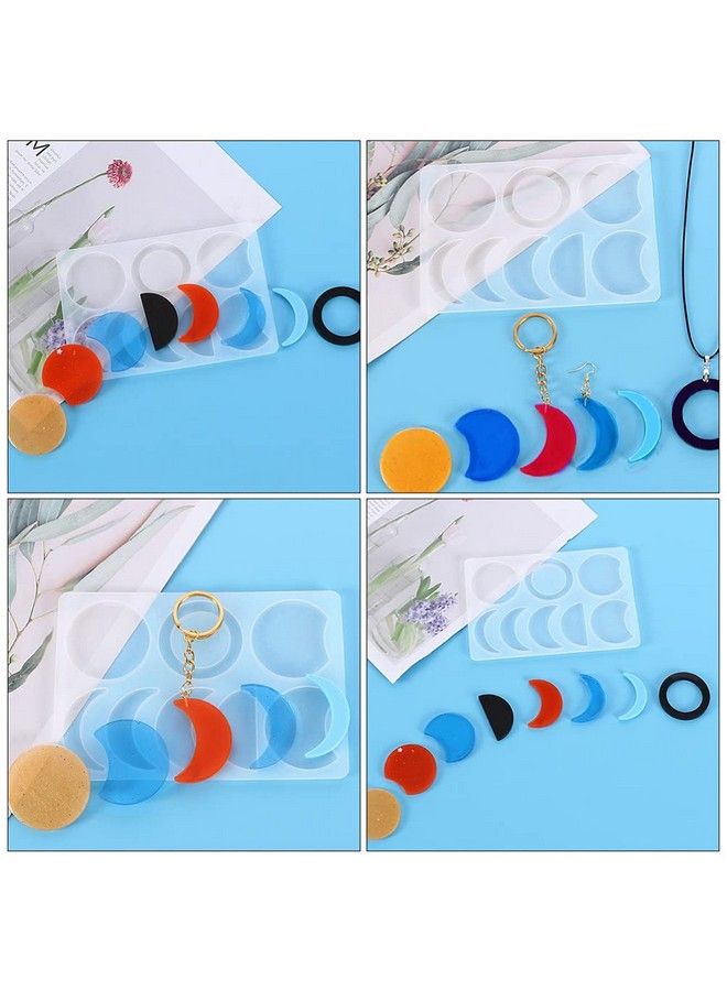 EXCEART Moon Phase Resin Molds Silicone 2 Set Resin Epoxy Moon Phase Molds Crescent Molds Full Moon Mold Moon Mold For Diy Craft Keychain Jewellery Making Pendants Art Casting - Image 5