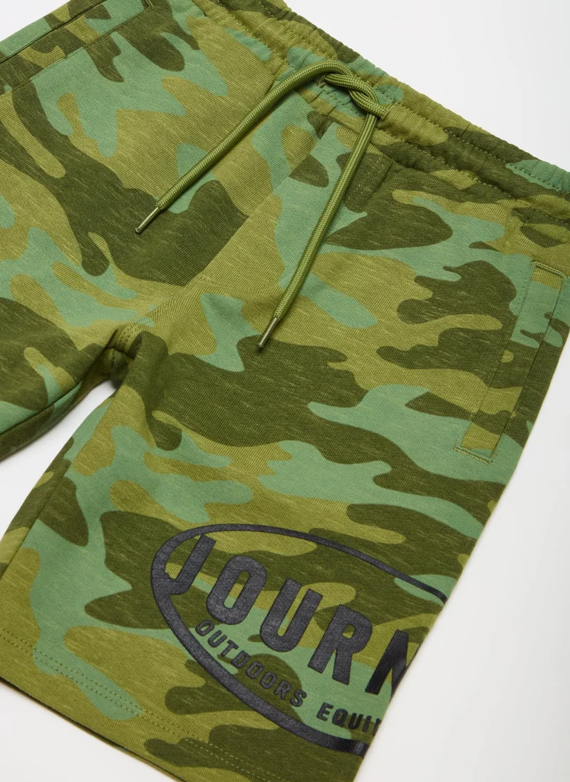 Ovs Camouflage Bermuda Shorts With Drawstring