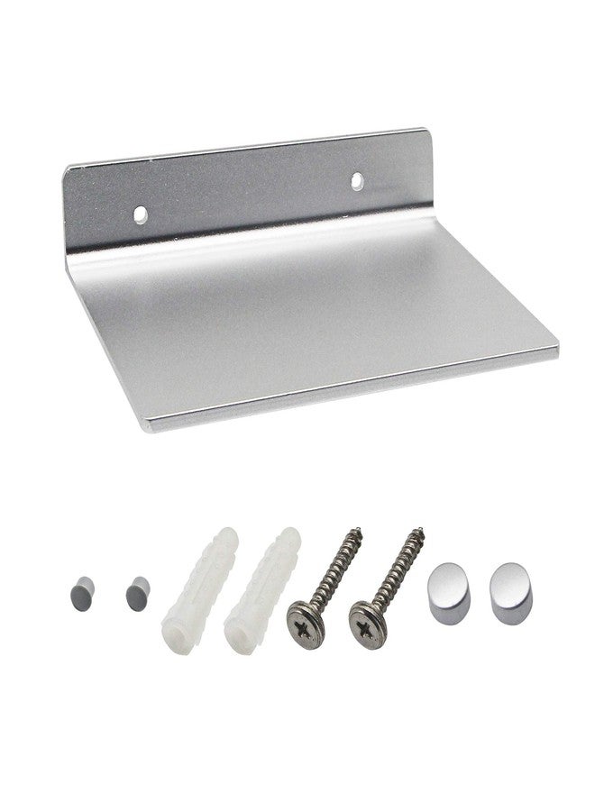 SinLoon 6 Inch Small Shelf in Flat Satin Aluminum Bathroom Shelf Wall Mount for Small Speaker Smartphone, Tablet, Toiletries (Silver) - Image 1