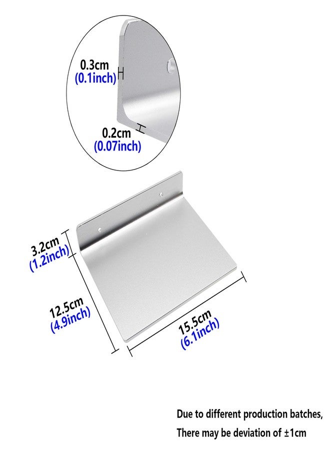 SinLoon 6 Inch Small Shelf in Flat Satin Aluminum Bathroom Shelf Wall Mount for Small Speaker Smartphone, Tablet, Toiletries (Silver) - Image 3