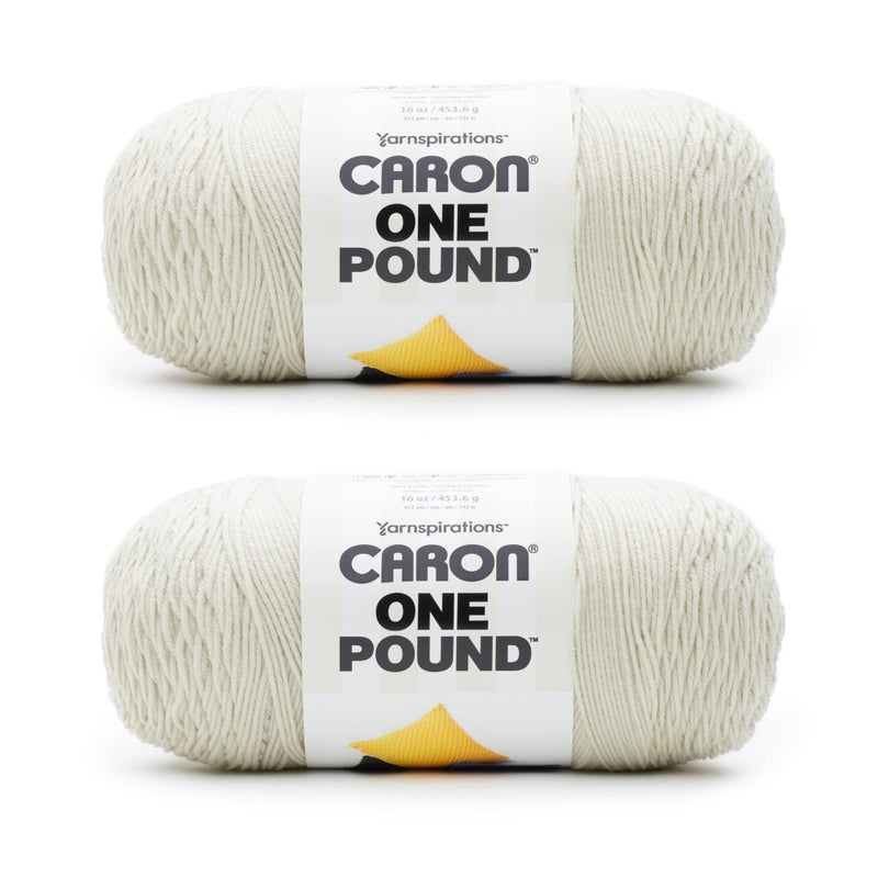 CARON Caron One Pound Off White Yarn  2 Pack of 454g16oz  Acrylic  4 Medium Worsted  812 Yards  KnittingCrochet