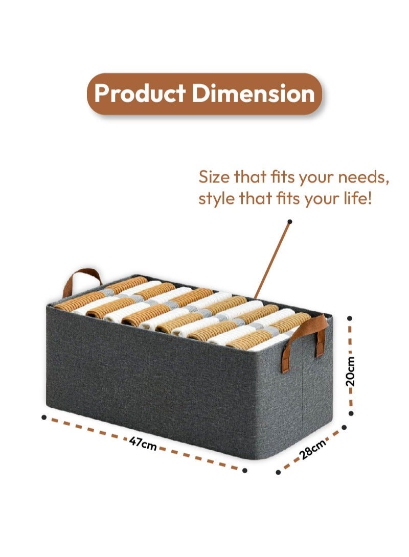 مودانوير ٦ قطع صناديق تخزين ملابس قابلة للطي بمقابض – صناديق تنظيم وتخزين الملابس، سلال تنظيم الدولاب من القماش مع إطار فولاذي سميك لغرفة النوم والكتب والألعاب - Image 4