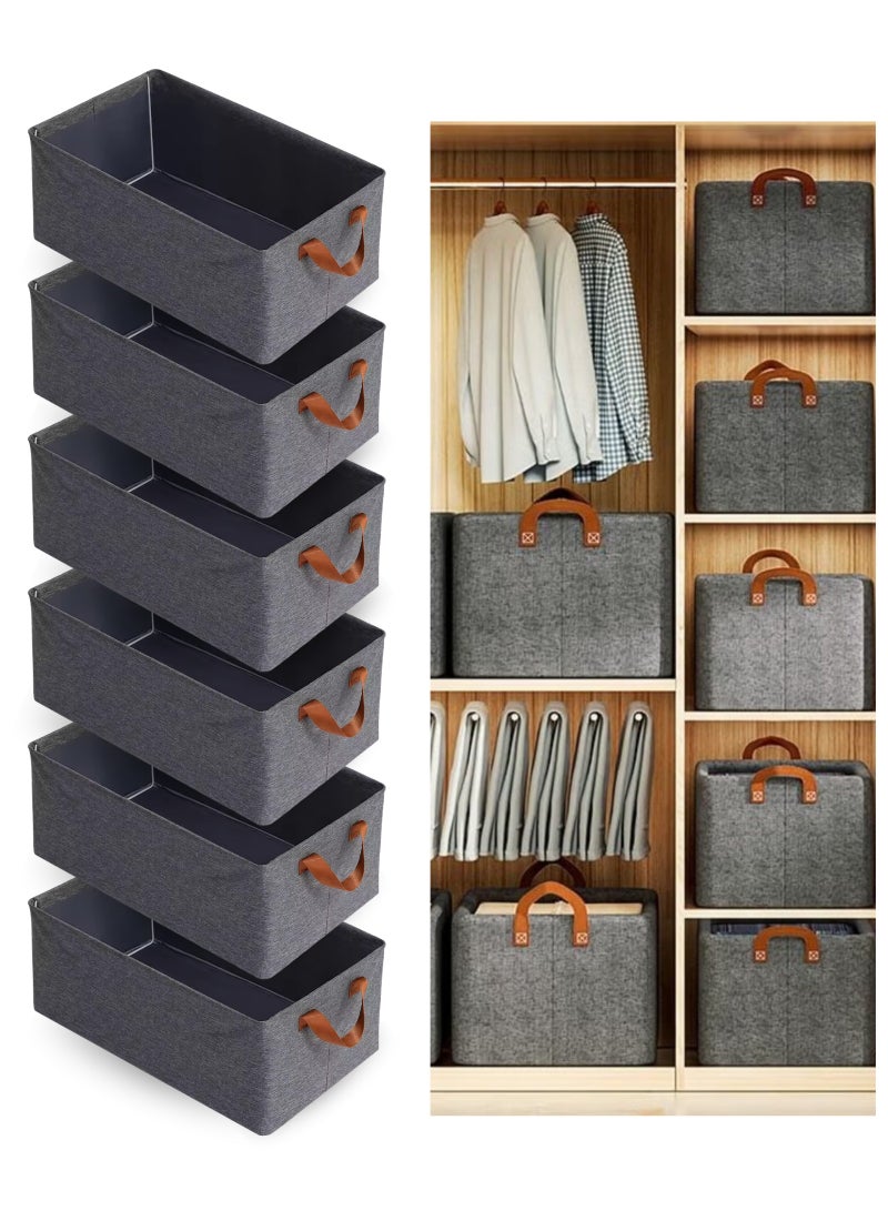 MODANOIR 6 PCS Foldable Storage Box with Handles & Steel Frame, Washable Large Storage Box for Closet Organizer & Storage Box Organizer Wardrobe for Clothes, Sweaters | Storage Organizer Bins for Toys & Books - Image 1