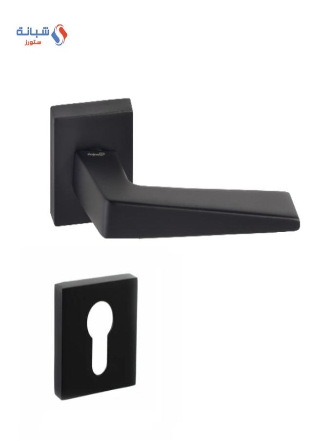 Doganlar Doganlar Penta Turkish Rosette Cylinder Door Handle Set – Black Matte  - Image 1